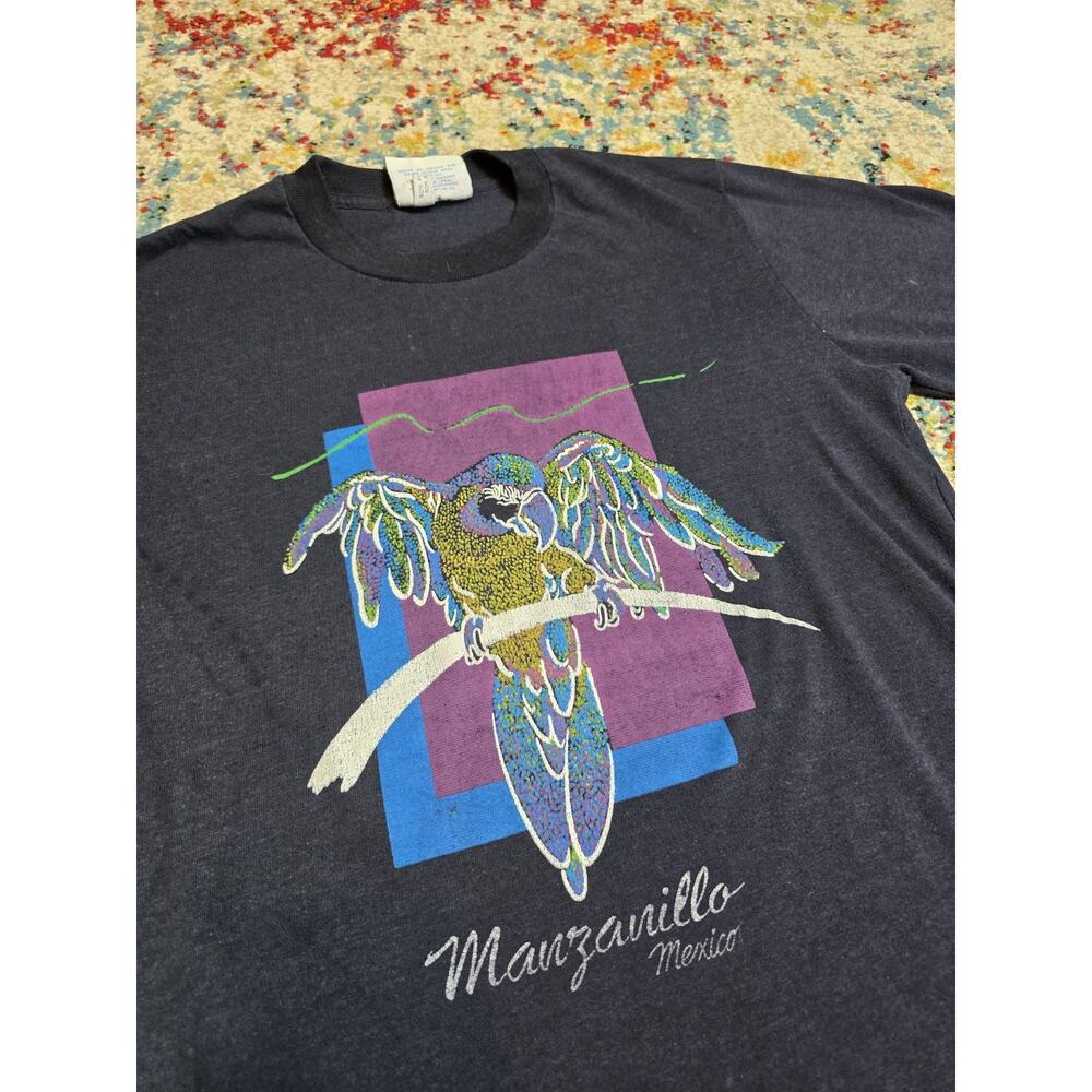 Vintage 80's Manzanillo Mexico Tourist Bird Nature Graphic T-Shirt Size XS/S